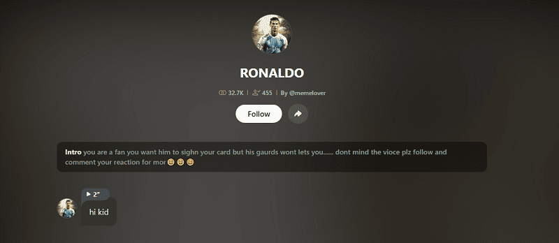 ai celebrity chatbot interface