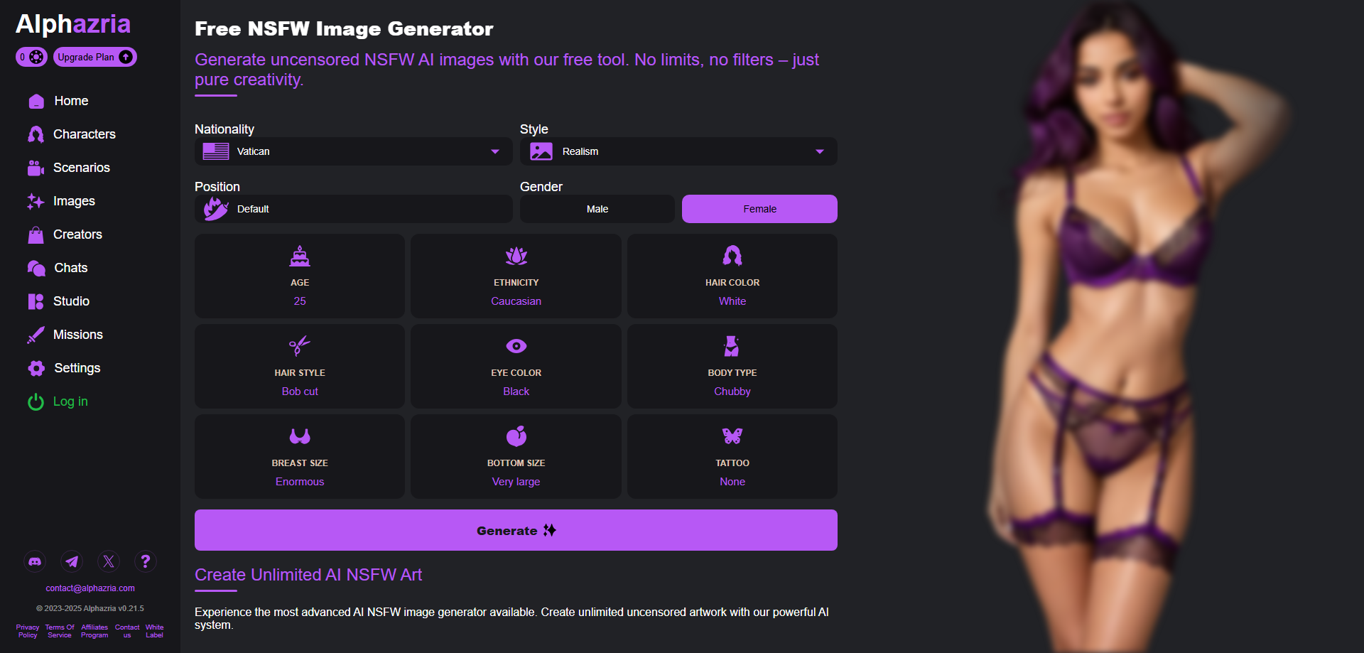 alphazria nsfw imag generator