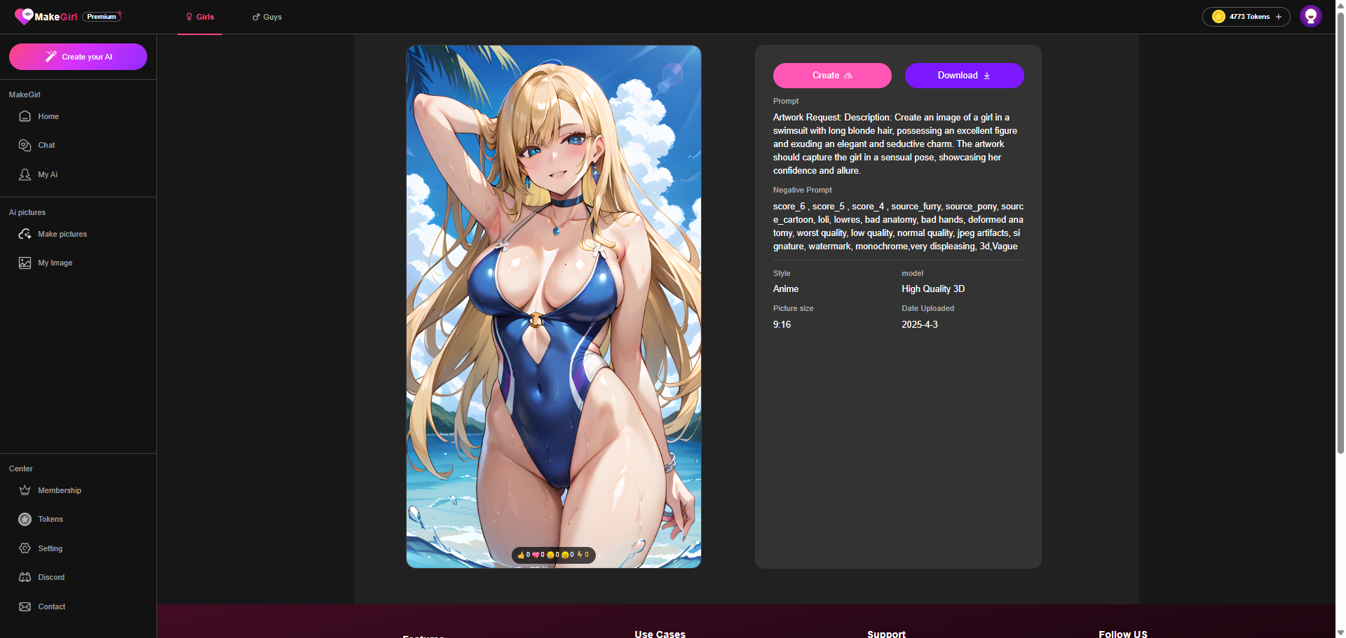 makegirl cute anime girl ai bikini 