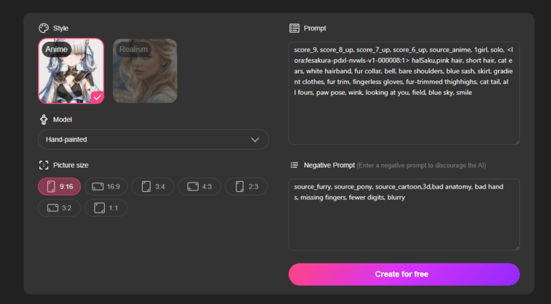 screenshot of makegirl female oc generator