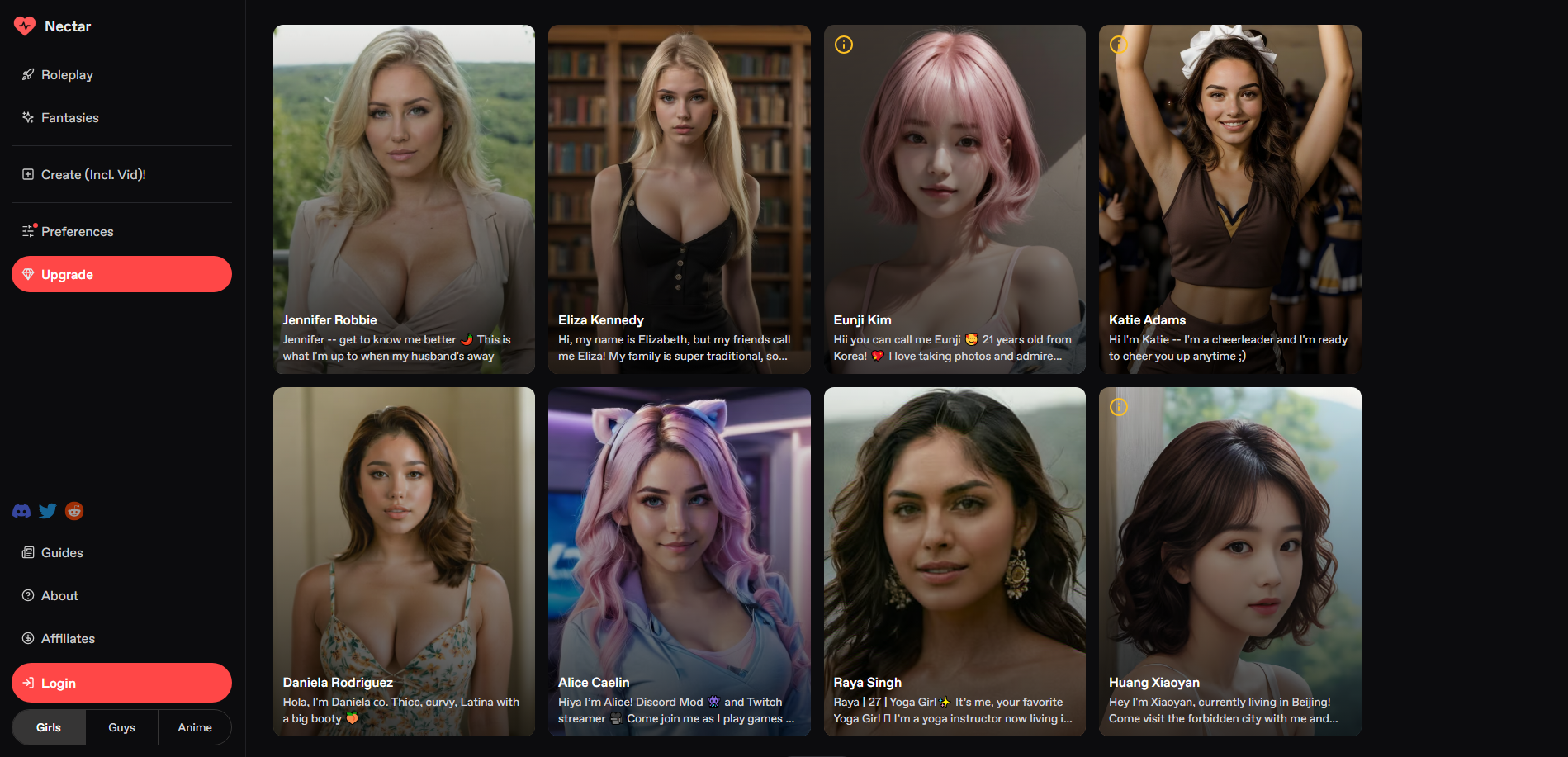 nectar.ai girlfriend screenshot