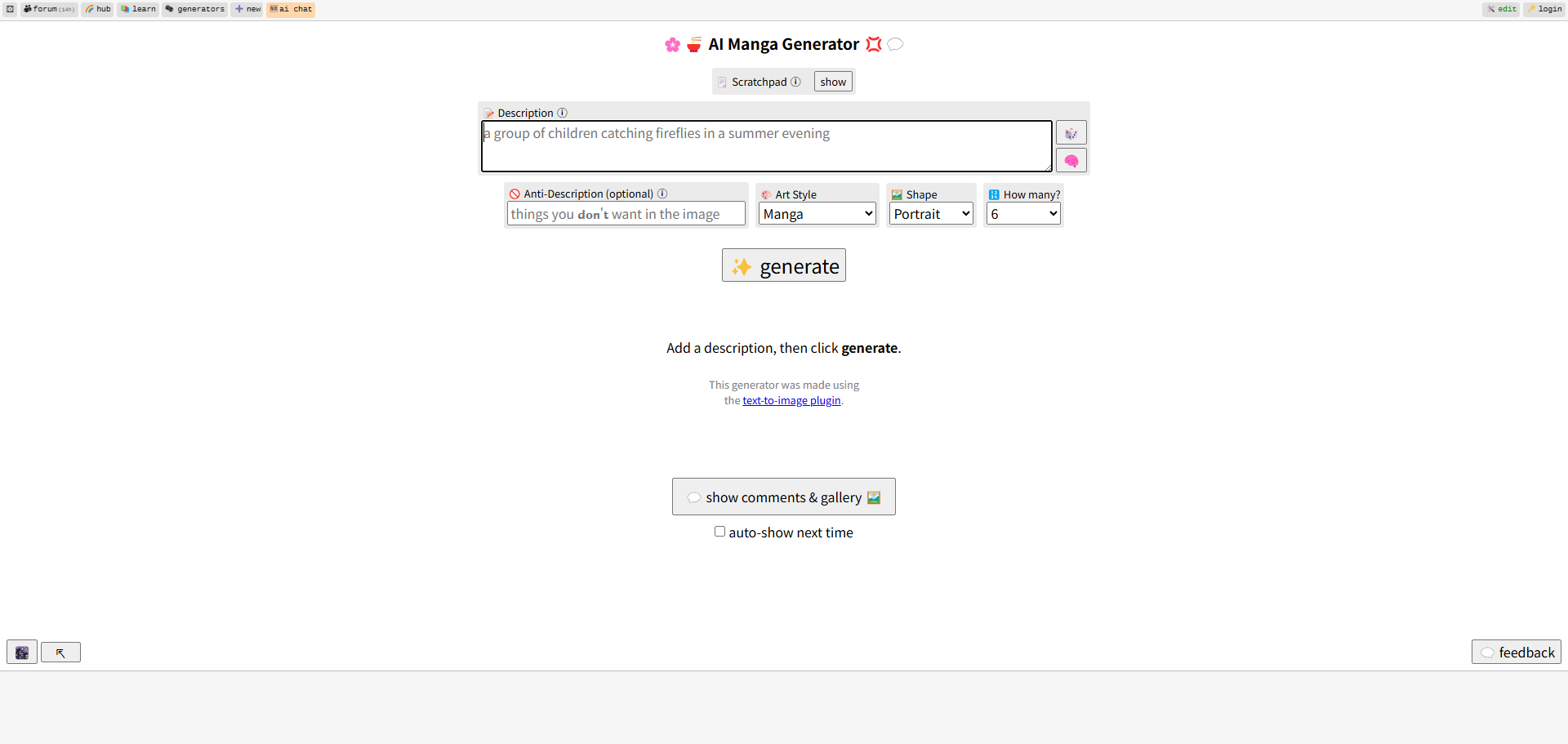 perchance ai manga maker
