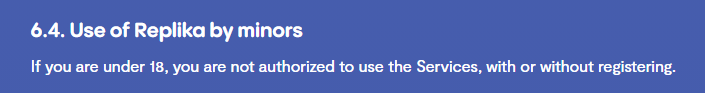 replika age restriction